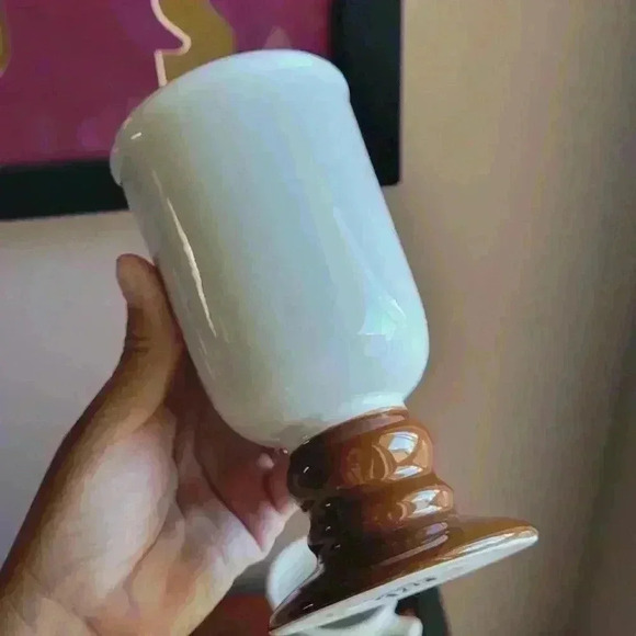 Vintage Set of 3 HALL #1272 Footed Glazed Porcelain Mugs Chestnut and White USA - Picture 6 of 8